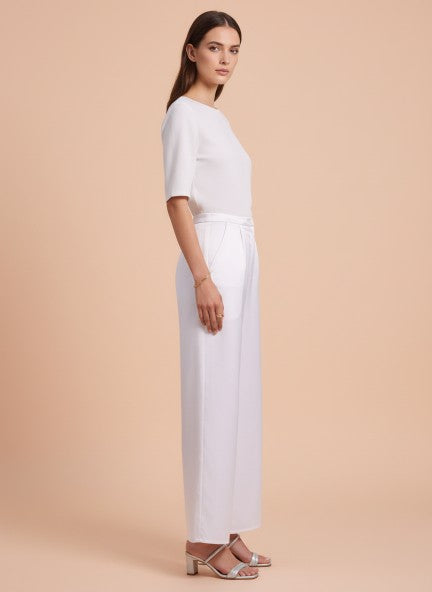 European Satin Flared Pleated Trouser