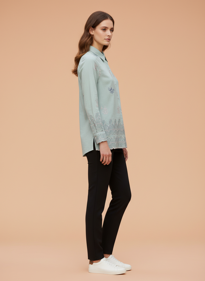 Luxury Embroidered Women’s Long Shirt