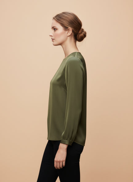 European Satin Bishop Sleeves Top