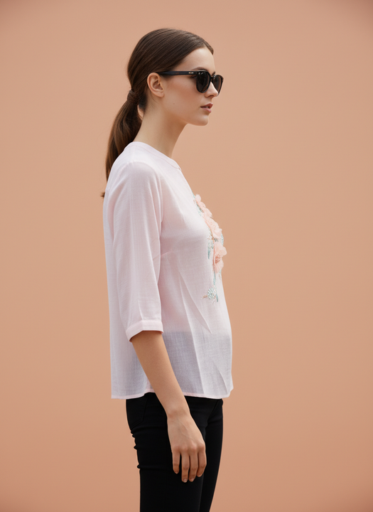 Floral Embroidered Women’s Casual Top