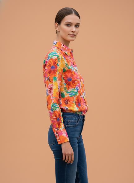 Premium American Crepe Digital Print Puff Sleeve Shirt