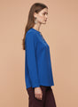 European Satin V Neck Long Sleeve Top