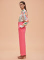 Banana Crepe Hot Pink Straight Fit With Flap Pocket Trouser