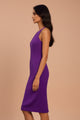European Satin Purple Midi Dress