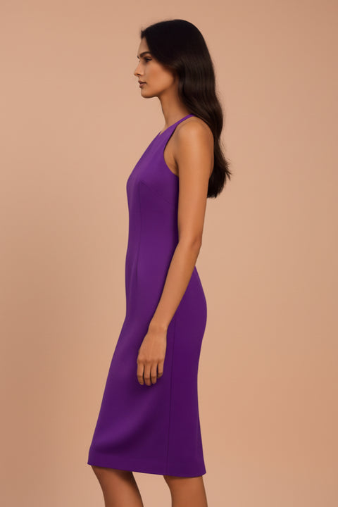 European Satin Purple Midi Dress