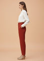 Banana Crepe Burnt Umber Skin Fit With Multi Pleated Trouser