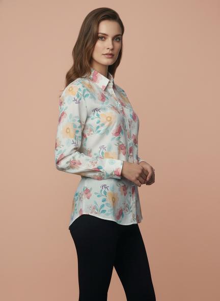 Premium Muslin Digital Print Puff Sleeve Shirt