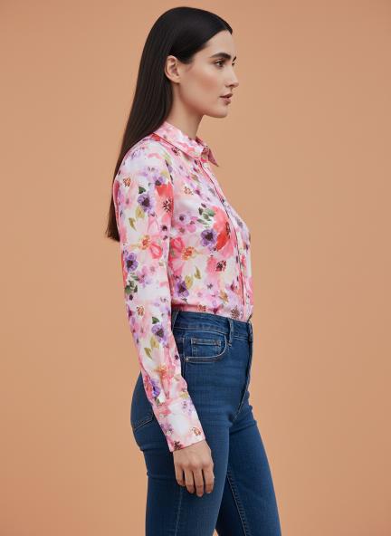 Premium American Crepe Digital Print Puff Sleeve Shirt