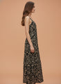 Rayon Printed V Neck Shoulder Strap Maxi Dress