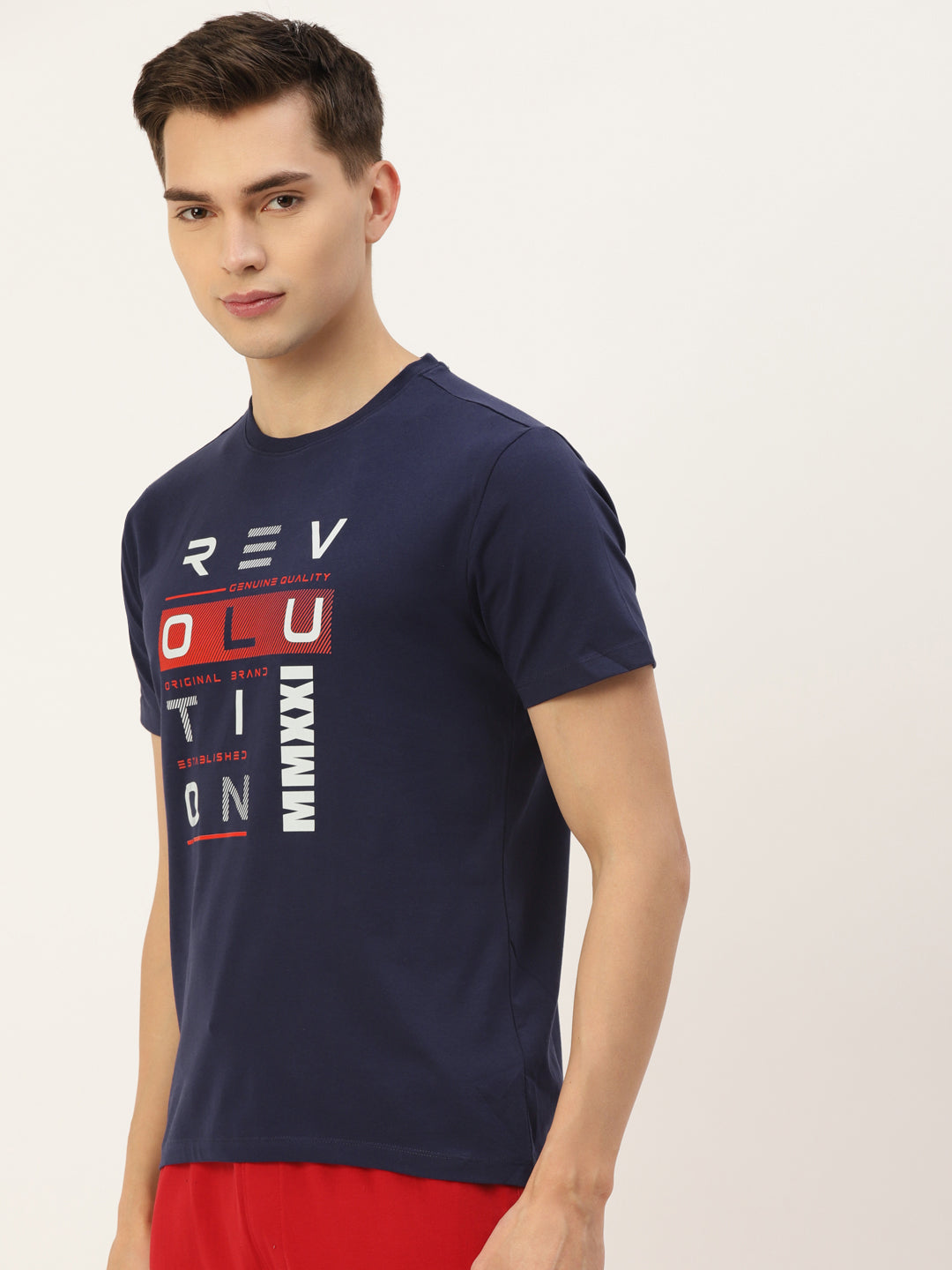 MENS PREMIUM COTTON LYCRA GRAPHIC HALF SLEEVE CREW NECK T-SHIRTS