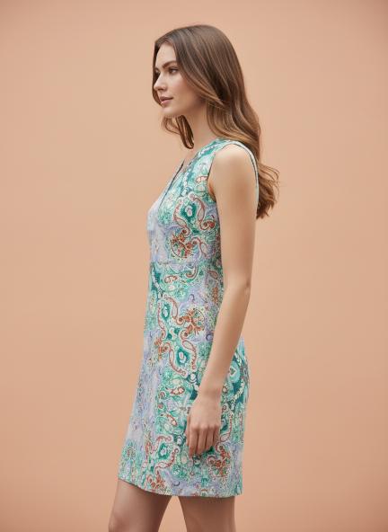 Rayon Printed Fit & Flare A Line Midi Dress