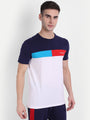 MENS PREMIUM COTTON LYCRA COLOURBLOCK PRINTED HALF SLEEVE CREW NECK T-SHIRTS