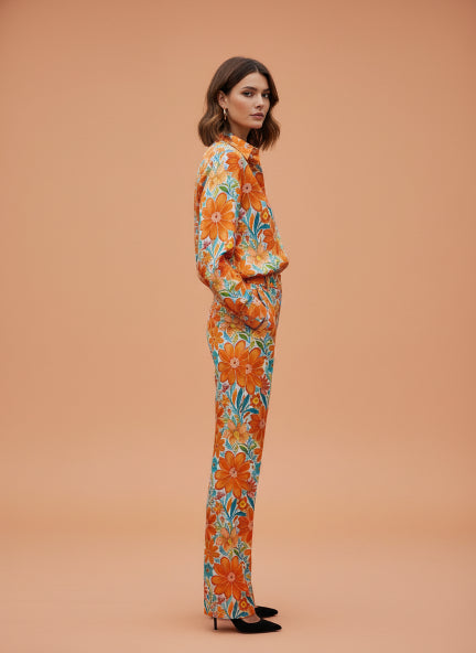 Premium Roman Satin Floral Coord Set