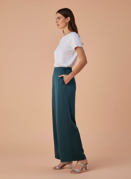 European Satin Regular Fit Flared Trouser