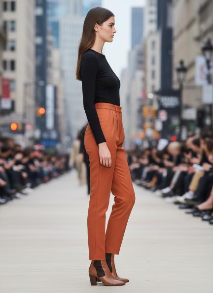 Banana Crepe Peach Skin Fit Multi Pleated Trouser