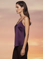European Satin V-Neck Sleeveless Top