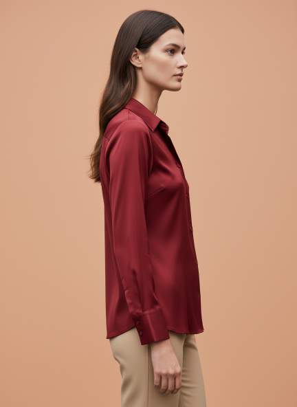 European Satin Spread Collar Shirt