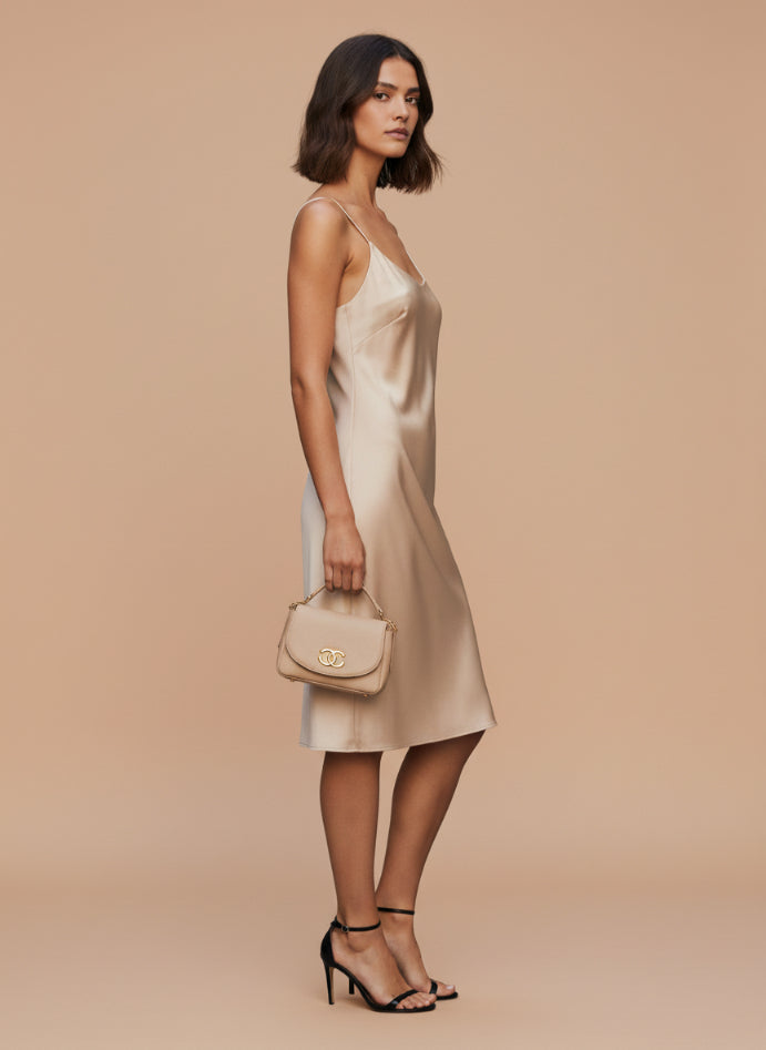 European Satin Rose Sand Dress