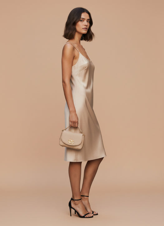 European Satin Rose Sand Dress