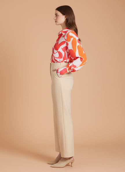 Banana Crepe Fawn Skin Fit Multi Pleated Trouser