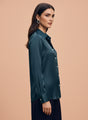 Modal Satin Shirt for Women  Deep Teal