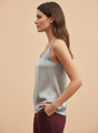 European Satin V-Neck Sleeveless Top