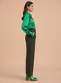 Banana Crepe Olive Straight Fit With Flap Pocket Trouser