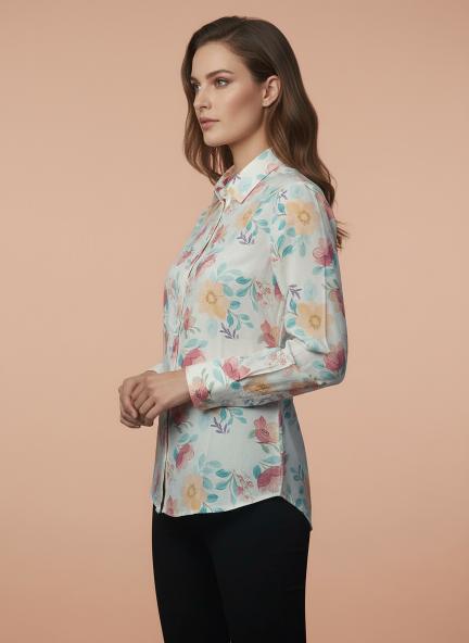 Premium Muslin Digital Print Puff Sleeve Shirt