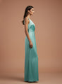One-Shoulder European Satin Dress Mint Frost