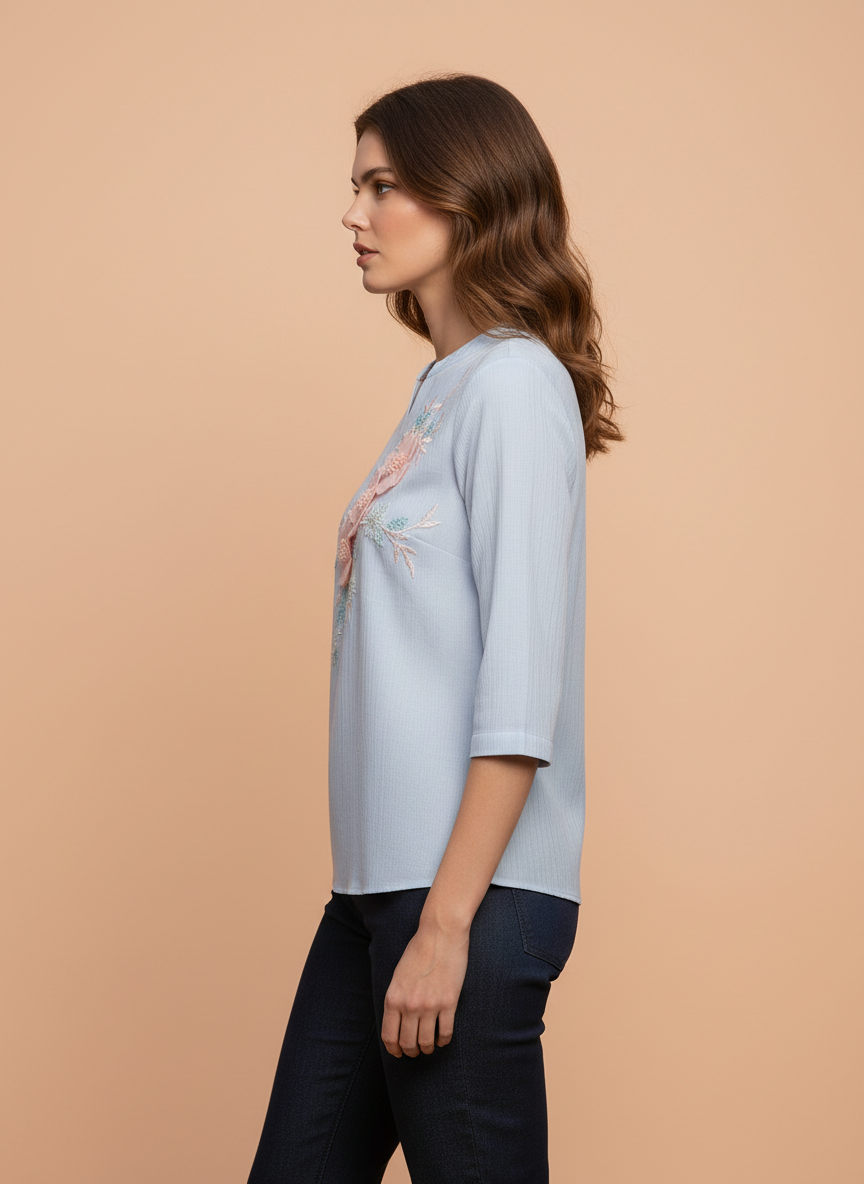 Floral Embroidered Women’s Casual Top