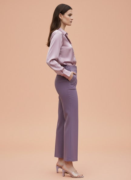 WOMEN'S LUXURY BANANA CREPE FLARED TROUSER WITH SLASH POCKET