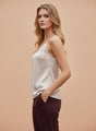 European Satin V-Neck Sleeveless Top