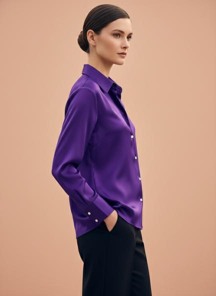Modal Satin Shirt for Women  Purple
