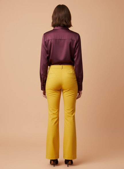 Banana Crepe Mango Flared Trouser With Slash Pocket