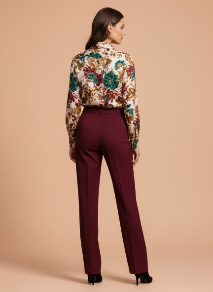 Banana Crepe Maroon C Pant