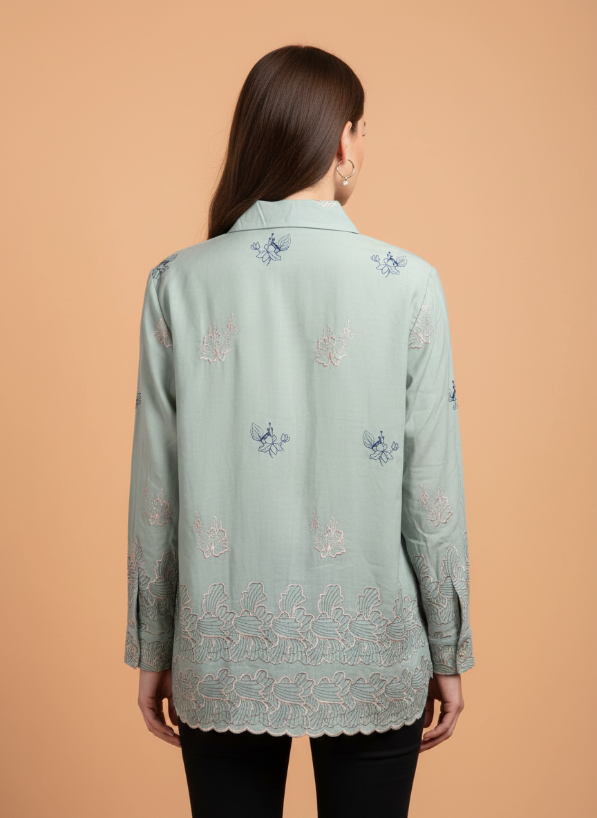 Luxury Embroidered Women’s Long Shirt