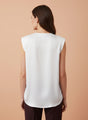 European Satin V Neck Pleated Sleeveless Top