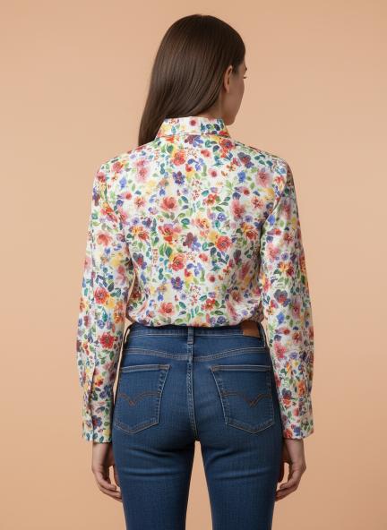 Premium Micro Digital Print Puff Sleeve Shirt