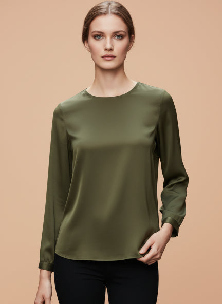European Satin Bishop Sleeves Top