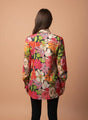Satin Multicolour Long Length Curved Hem Digital Print Shirt