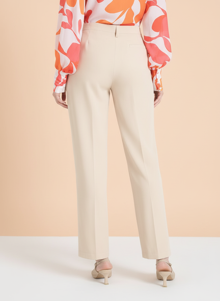Banana Crepe Fawn Skin Fit Multi Pleated Trouser