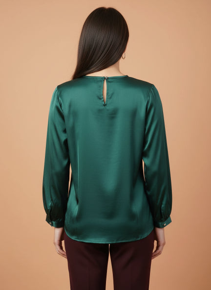 European Satin Bishop Sleeves Top