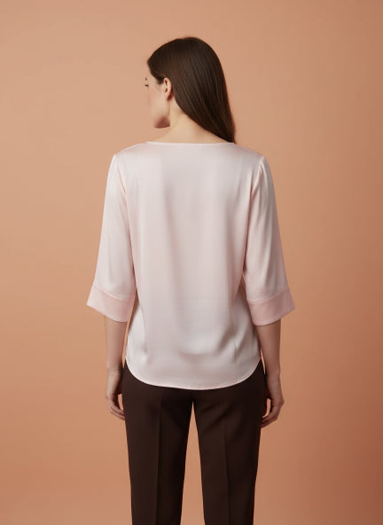 Elegant Blush Pink European Satin Top