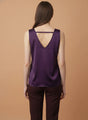 European Satin V Neck Sleeveless Top