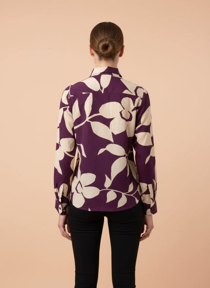 Premium Rayon Shirt With Purple Floral Print