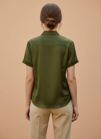 Short Sleeve European Satin Shirt