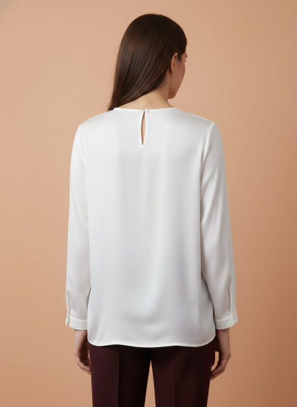 European Satin Bishop Sleeves Top