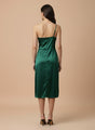 European Satin Emerald Green Midi Dress