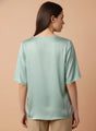European Satin-Finish, V-Neck Top