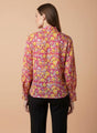 Satin Digital Print Puff Sleeve Shirt